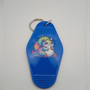 Handmade Blue Dinosaur Motel Keychain